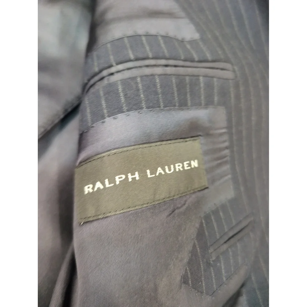 Ralph Lauren Black Label Mens Navy Blue Pinstripe Blazer Sport Coat Italy Sz 40R